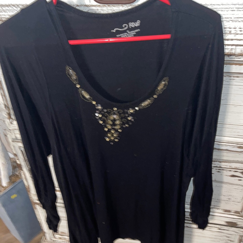 Rox 5 Black Long Sleeve Soft Rayon And Spandex Size Xl Like New
